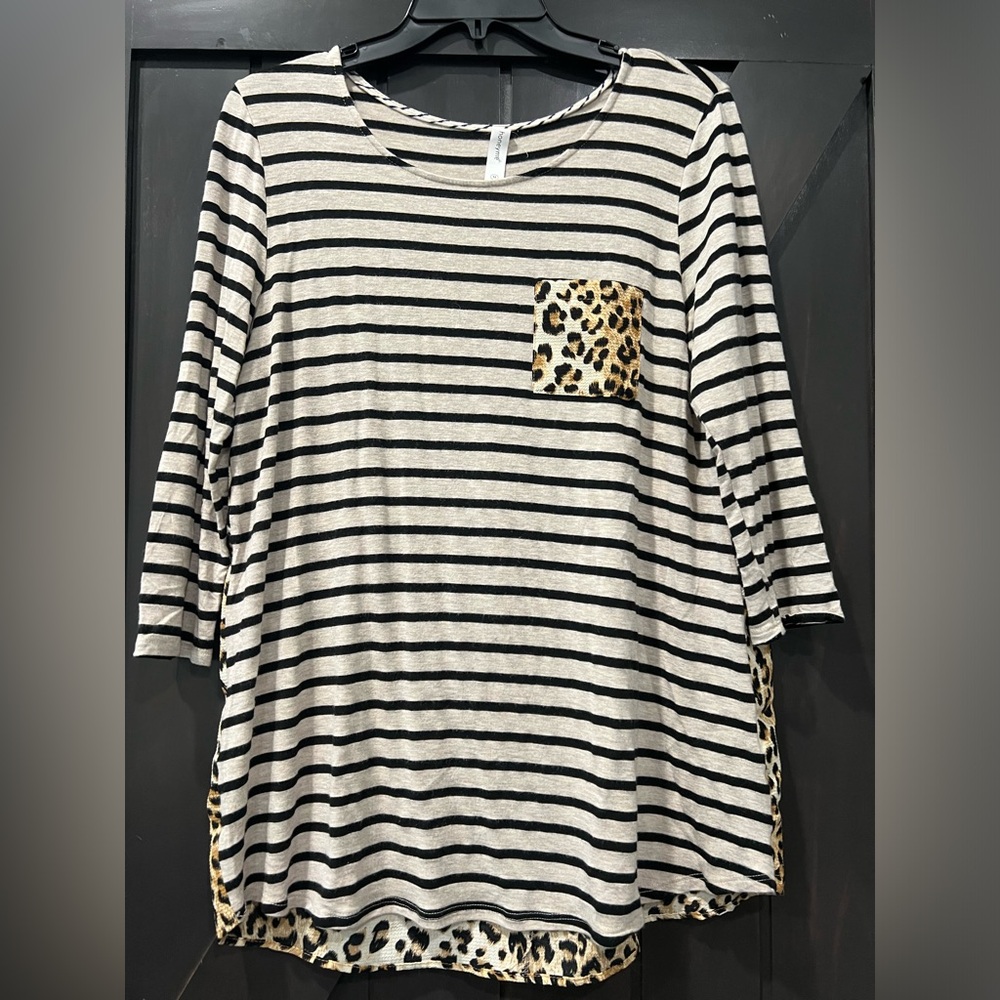 Honeyme leopard and striped top